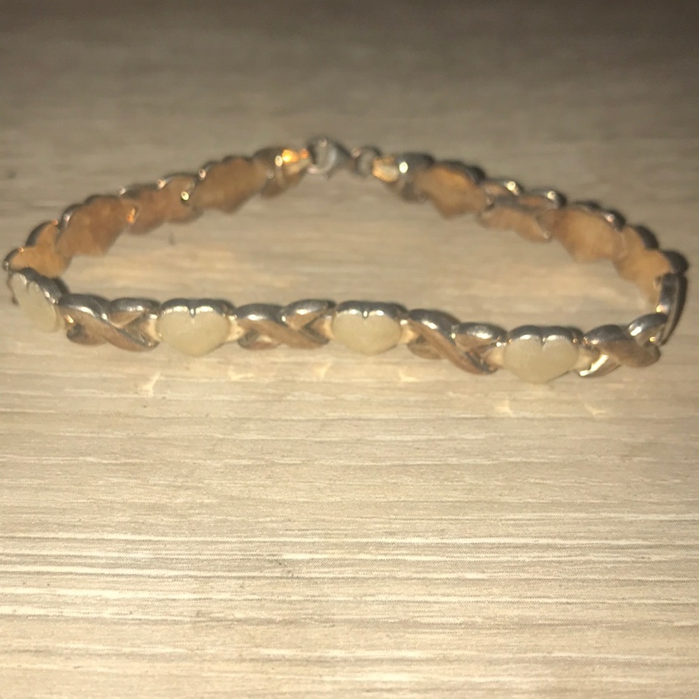 14k gold vermeil heart twist chain bracelet